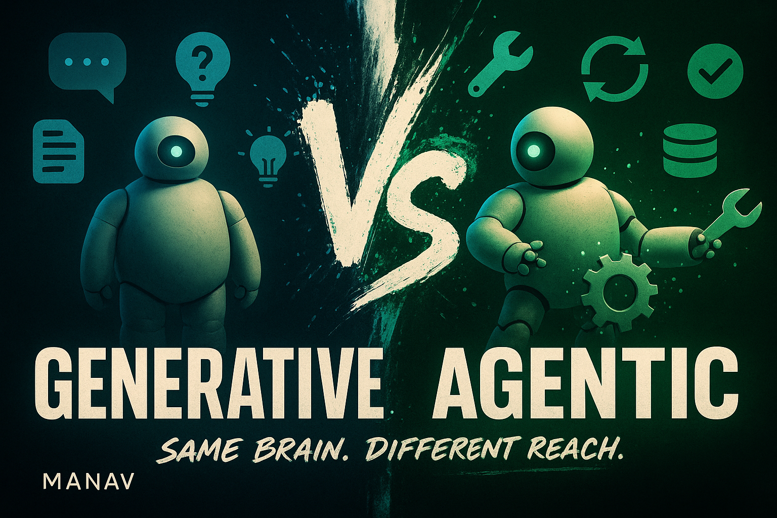 Agentic AI vs Generative AI: The Complete Difference (2026) — cover image for MANAV blog post