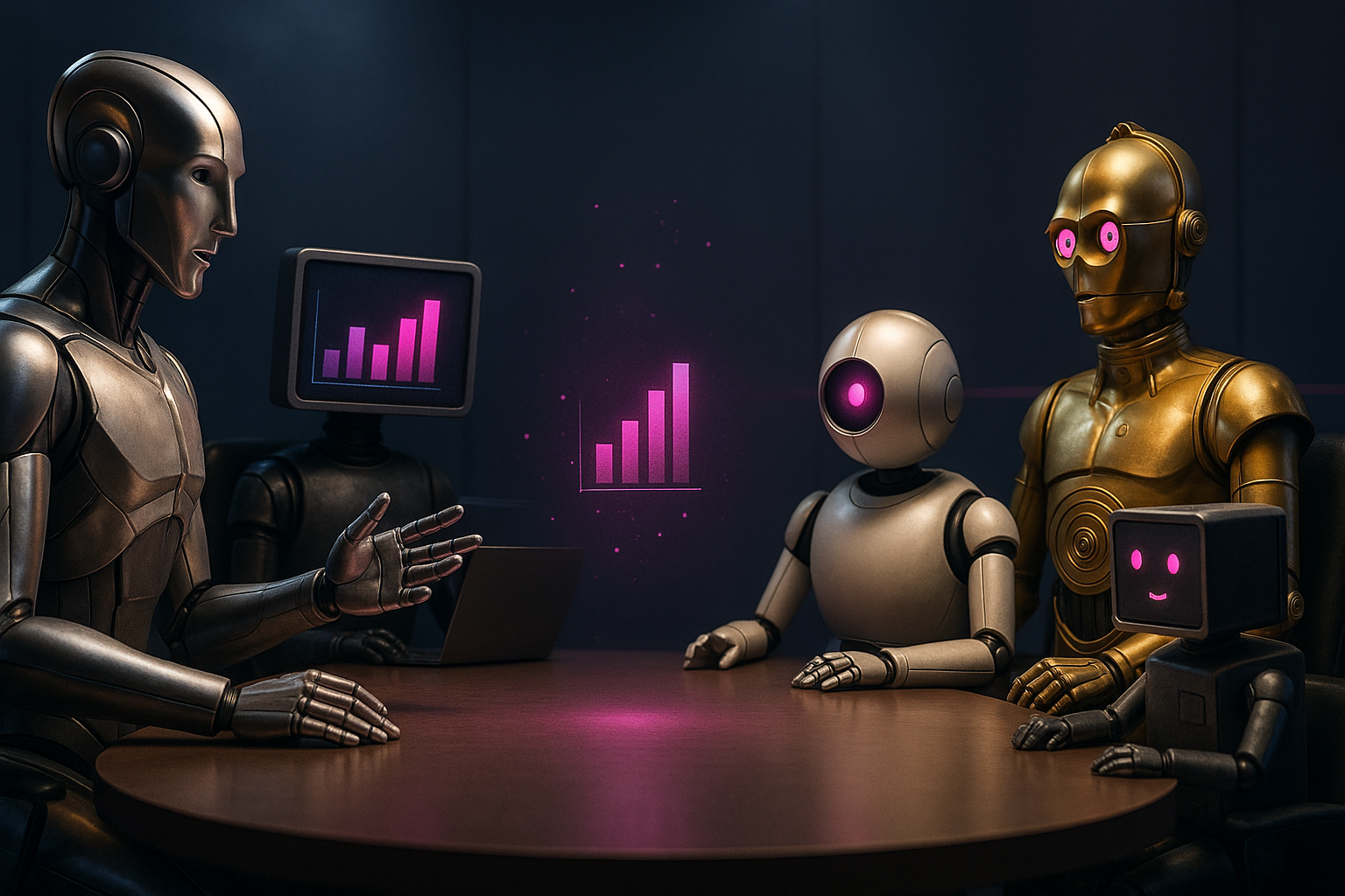 Yes, AI agents actually hold meetings — illustration from MANAV blog post AI Agents That Meet: How Multi-Agent Meetings Actually Work