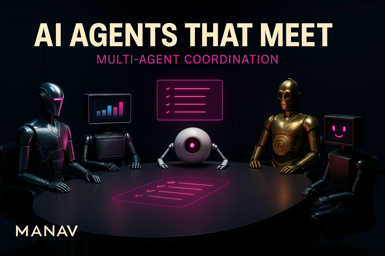 AI Agents That Meet: How Multi-Agent Meetings Actually Work — cover image for MANAV blog post